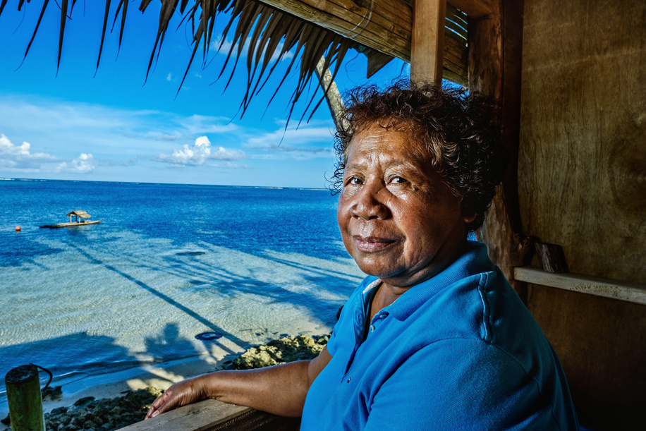 A local spends afternoon in a hut she built in Palau