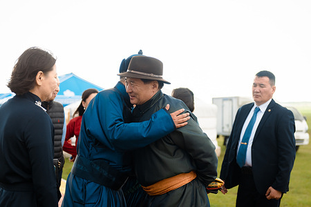 Dr Tedros Adhanom Ghebreyesus, WHO Director-General, with Mr Sodnom Chinzorig, Minister of Health of Mongolia, at the Mongolia's Naadam Festival which celebrates its historical anniversaries, rich traditions and vibrant culture through displays of music and performances.   Read more: https://www.who.int/mongolia/news/detail/12-07-2023-who-director-general-visits-mongolia--discusses-enhanced-cooperation-on-achieving-health-for-all Note: Title reflects the respective position of the subject at the time the photo was taken.