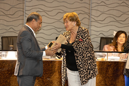 In recognition of their contributions to the work of the Organization, staff members in the Region commemorating significant years of service were honoured by the acting Regional Director for the Western Pacific Dr Zsuzsanna Jakab during the Regional Staff Awards 2023.  Performance Awards were also presented to individuals and teams that have displayed outstanding performance in 2022. Note: Title reflects the respective position of the subject at the time the photo was taken. Caption was not provided by the photographer, therefore, a generic caption has been applied to this image. Sharing photos of private, internal events with staff is for personal use only. Photos should not be made public on social media or published elsewhere without permission from the subject/s in the photos.
