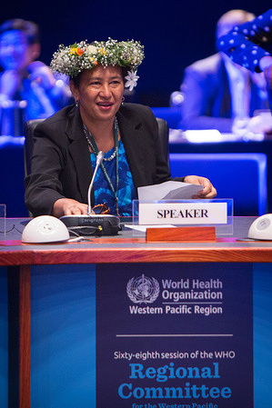 Day 4: Ms Elizabeth Iro, WHO’s Chief Nursing Officer, during the 68th session of the World Health Organization Regional Committee for the Western Pacific at the Plaza Auditorium of Brisbane Convention & Exhibition Centre in Brisbane, Australia, 9 to 13 October 2017. Note: Title reflects the respective position of the subject at the time the photo was taken.