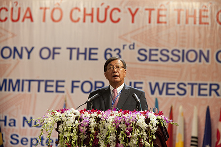 Day 1: Dr Shin Young-soo, WHO Regional Director for the Western Pacific, gives speech at the Opening Ceremony of the 63rd session of the World Health Organization Regional Committee for the Western Pacific, Hanoi Opera House, Hanoi, Viet Nam, 24–28 September 2012 Note: Title reflects the respective position of the subject at the time the photo was taken.