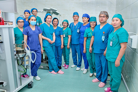 Health workers at a hospital in Mongolia.
