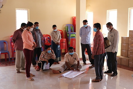 Field testing of the toolkit with village chiefs, village health support groups (VHSGs), Health Operational District (OD), district referral hospitals and health centers staffs and relevant stakeholders at Banteay Meas district, Kampot province on 2 March 2022. Disclaimer: This image was captured during the global response to the COVID-19 pandemic. While the contents of this image might not be directly related to COVID, processes reflect the guidance communicated by local public health authorities at the time of its capture. Please note, public health guidance differs among countries and is indicative of the local context.