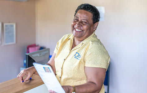 Sister Karolina Tamani, a nurse specialising in cervical cancer prevention, at her desk at the Fiji Cancer Society. The  People of the Western Pacific   (POWP) project aims to bring a human perspective to the main public health priorities that have emerged for Member States across the Region. Through interviews and photo essays, these stories provide a snapshot of the subjects’ lives, concerns, dreams and expectations for the future.   https://www.who.int/westernpacific/people/karo-fiji the feature story from the https://www.who.int/westernpacific/people Watch https://www.youtube.com/watch?v=I5FttKt16LQ&t=182s