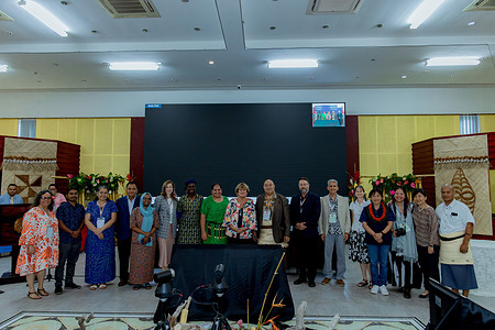 WHO staff who form part of the 15th Pacific Health Ministers Meeting (PHMM) Secretariat, pose for a photo during the last day of the meeting, together with Dr Zsuzsanna Jakab, WHO Acting Director for the Western Pacific. The 15th PHMM brought together health leaders from across the Pacific, hosted by the Government of the Kingdom of Tonga, with support from WHO and the Pacific Community (SPC).    Read more: https://www.who.int/westernpacific/about/how-we-work/pacific-support/news/detail/22-09-2023-pacific-health-leaders-commit-to-action-to-tackle-emerging-and-persistent-challenges https://www.who.int/westernpacific/about/how-we-work/pacific-support/pacific-health-ministers-meetings Note: Title reflects the respective position of the subject at the time the photo was taken.