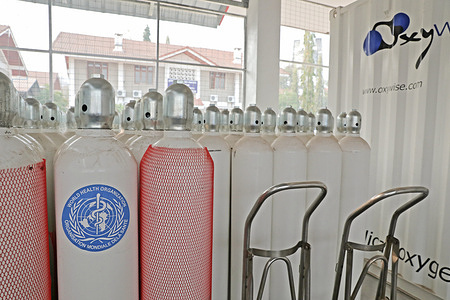 Oxygen cylinders in Luang Prabang Provincial Hospital Medical Oxygen Generating Plant. The plant was supported by the World Health Organization (WHO). Oxygen supply has been one of WHO’s key priorities for support for Lao PDR during and after the COVID-19 pandemic, working in close coordination with partners. This includes providing medical oxygen equipment and oxygen itself, training for healthcare workers, and technical assistance, as part of longer-term efforts to improve healthcare services and build a resilient and sustainable health system.    Read more: https://www.who.int/laos/news/detail/08-09-2023-lao-pdr-s-second-provincial-medical-oxygen-plant-opens