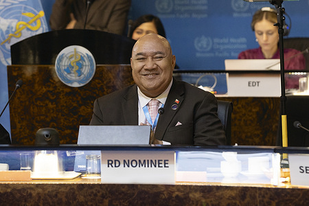 Dr Saia Ma’u Piukala, proposed by Tonga, has been nominated as the next WHO Regional Director for the Western Pacific. Member States voted to nominate Dr Piukala during the 74th session of the WHO Regional Committee for the Western Pacific. Dr Piukala’s nomination will be submitted to WHO's Executive Board for appointment as the new Regional Director, and he will take office on 1 February 2024 for an initial term of 5 years.   Read more:  https://www.who.int/westernpacific/news/item/17-10-2023-Dr-Saia-Mau-Piukala-nominated-to-lead-WHO-Western-Pacific-Region https://www.who.int/westernpacific/about/governance/regional-committee/session-74 Note: Title reflects the respective position of the subject at the time the photo was taken.