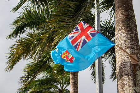 The flag of Fiji flutters at Albert Park in Suva.
